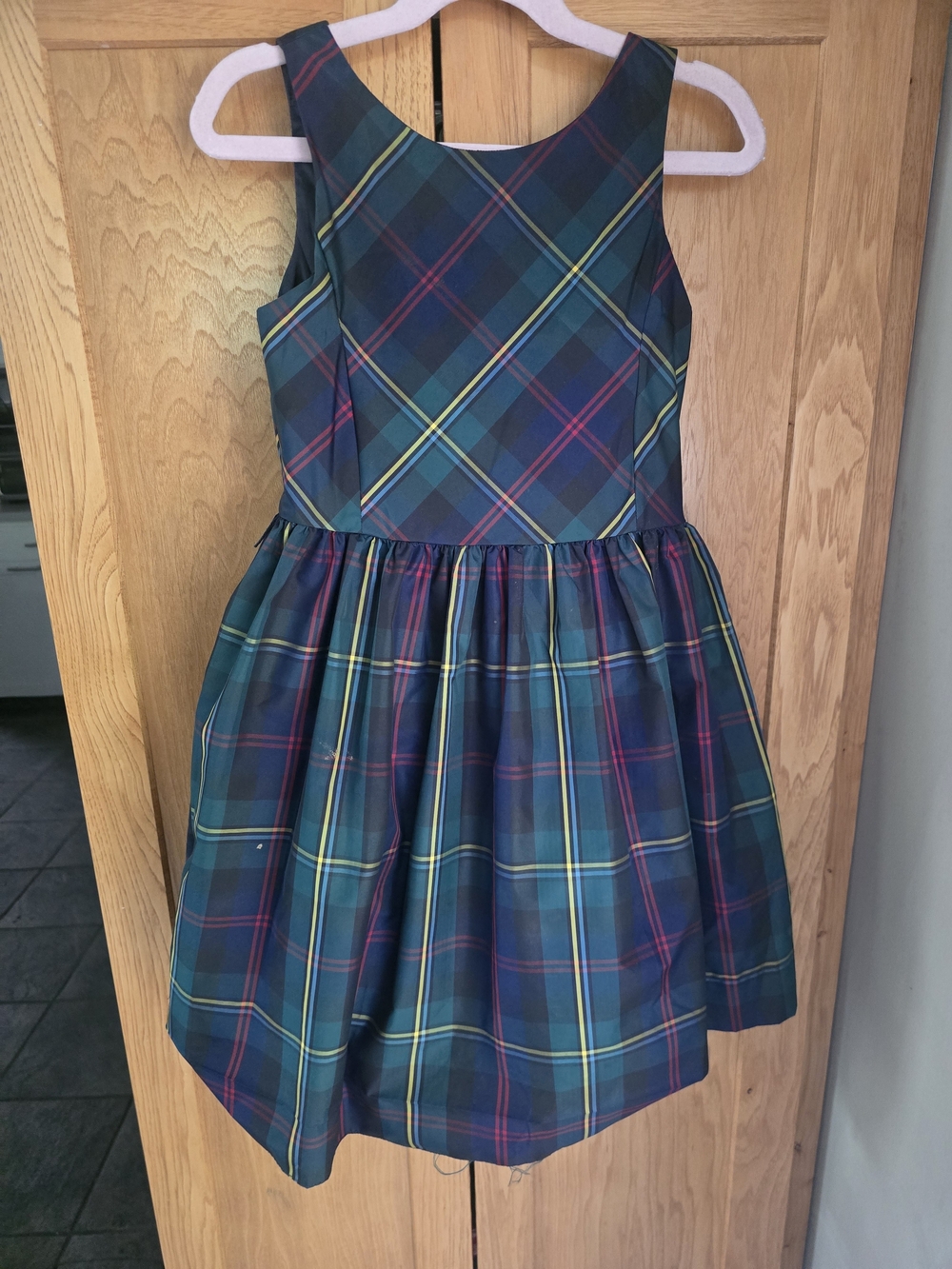 Polo by Ralph Lauren Dark Green Tartan Sleeveless Party Dress